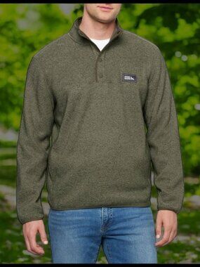 Eddie Bauer Green Men's Long Sleeve Fleece Sweater - SIZE Small